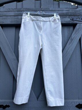WHBM The Slim Ankle White Stretch Pants Size 8P Petite